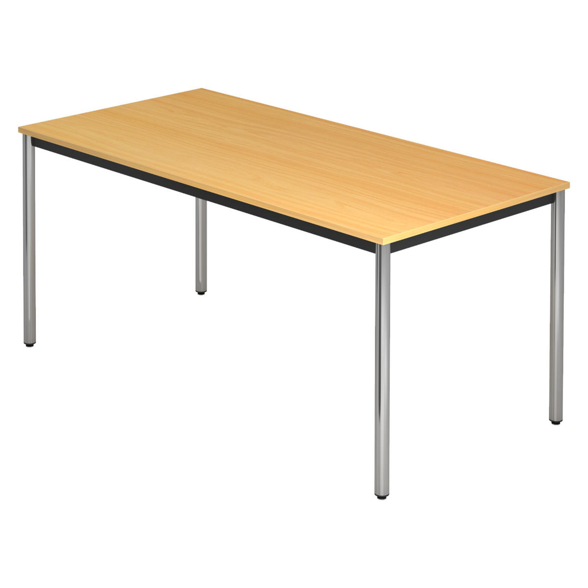 BESPRECHUNGSTISCH Serie-D 80/160/72 cm in Buchefarben/Rundrohr verchromt - Chromfarben/Buchefarben, Holzwerkstoff (80/160/72cm) - bümö