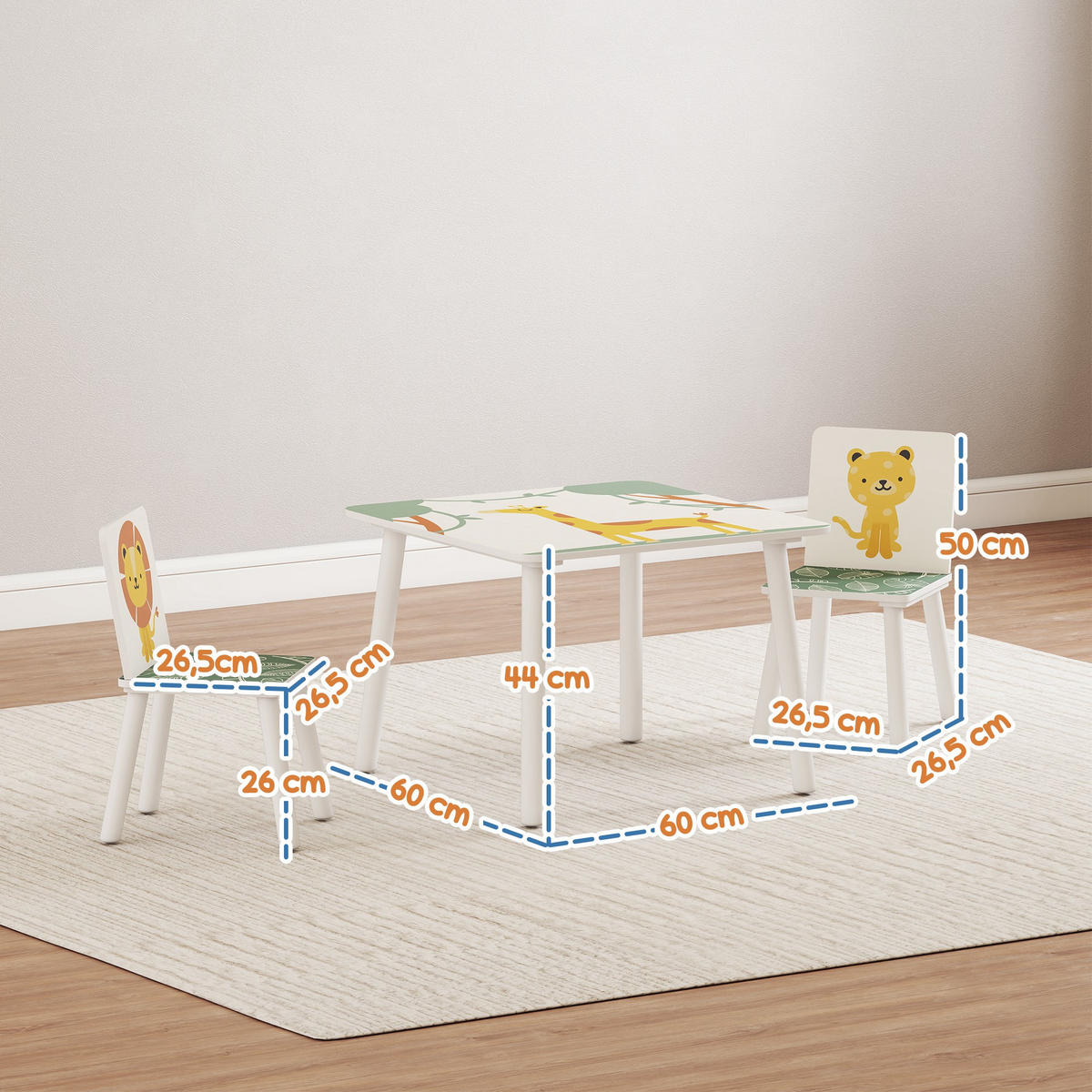 KINDERSITZGRUPPE DE-17535 2 Stühle mit Tiermotiven Grün - Grün, Holzwerkstoff (60/44/60cm) - ComfortXL