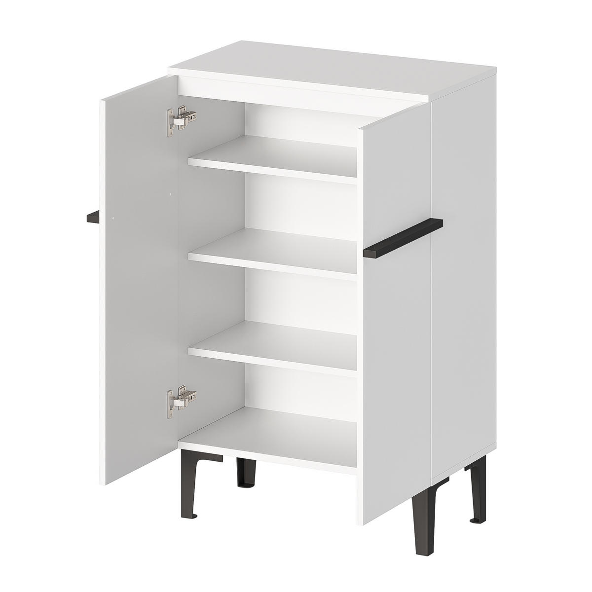 SCHUHSCHRANK aus Spanplatte 60x34,5x95cm in Weiß mit verstellbaren Einlegeböden - Weiß, Holzwerkstoff (60/95/34.5cm) - Modfu