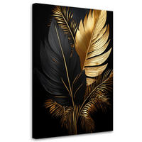 LEINWANDBILD Schwarze und goldene Palmblätter 80x120cm - Goldfarben, Textil (80/120cm) - Feeby