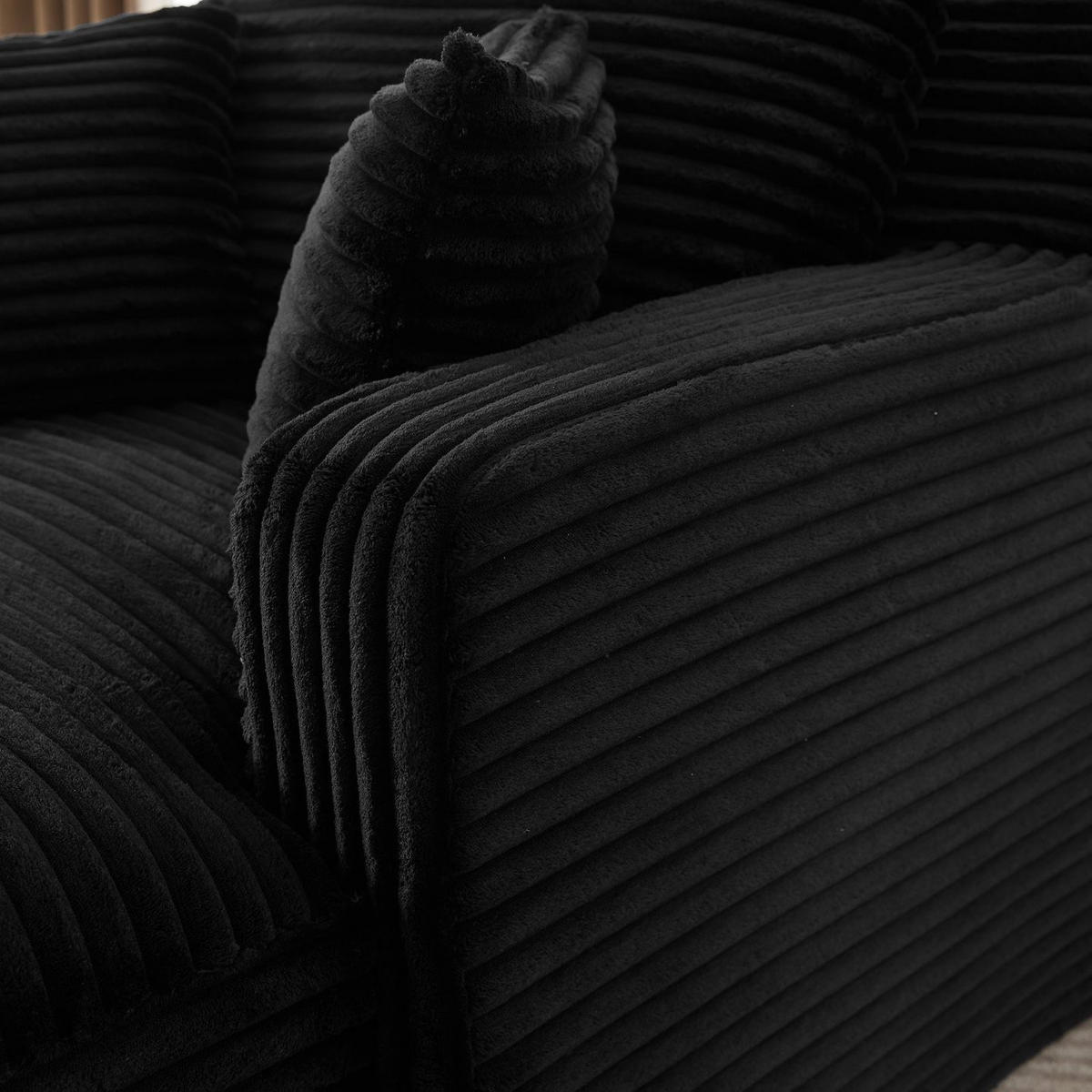 SOFA Cord Schwarz - Schwarz, Textil (100/82/166cm) - WISHDOR