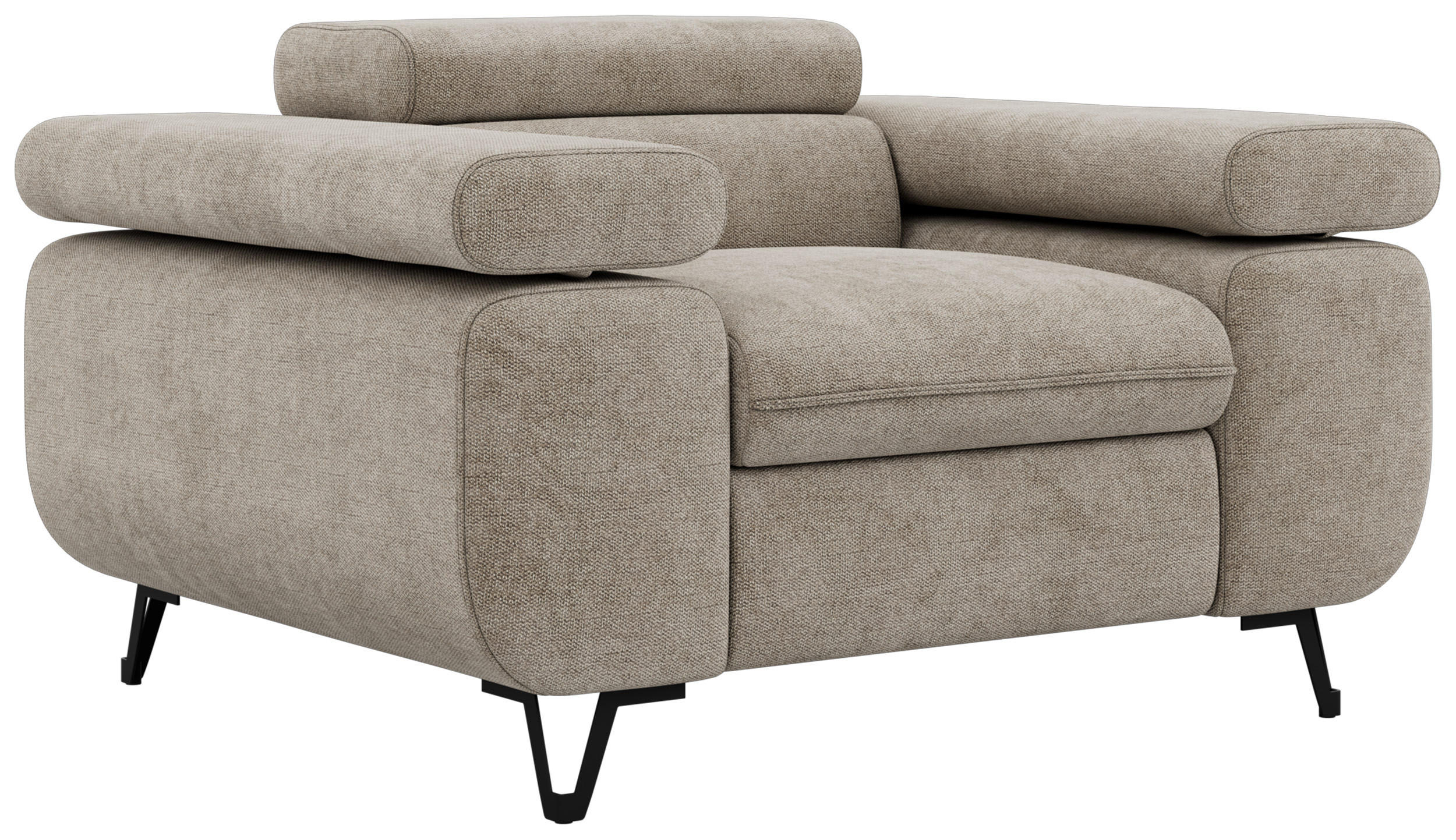 SESSEL PETER 1 - Greige Stukture - Greige/Schwarz, Textil/Metall (126/76/99cm) - MKS