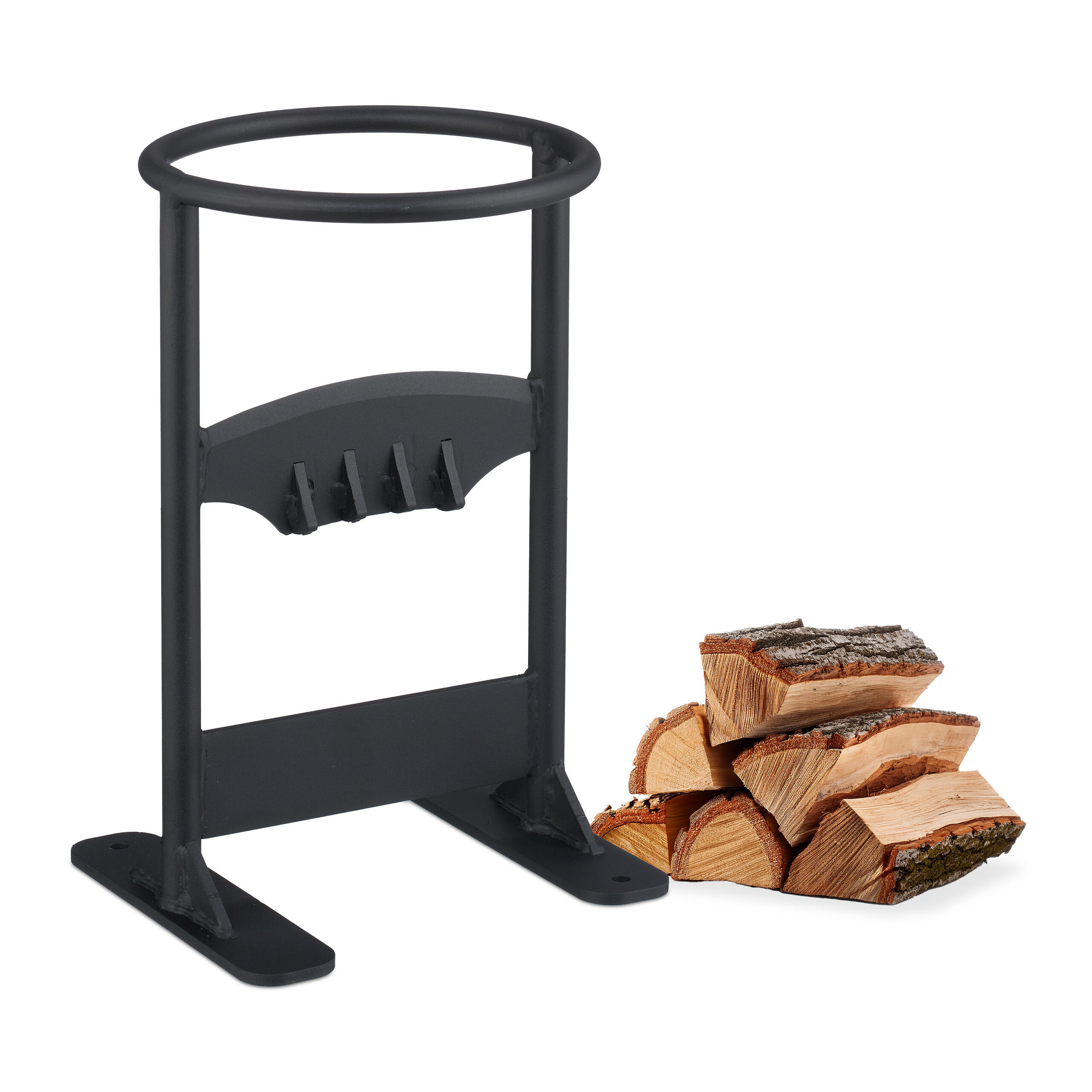 HOLZSPALTER - Schwarz, Metall (20.5/31.5/19cm) - Relaxdays