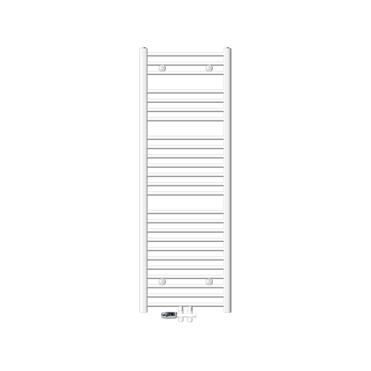 BADHEIZKÖRPER Sahara 500x1500 mm Weiß gerade mit Ventil Durchgang - Weiß, Metall (50/150/3cm) - LuxeBath