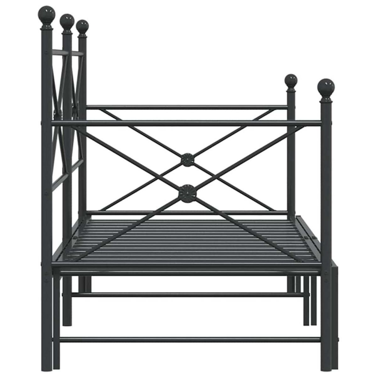 TAGESBETT Ausziehbar Ohne Matratze Schwarz 90/200 Cm Stahl - Schwarz, Metall (90/200cm) - vidaXL