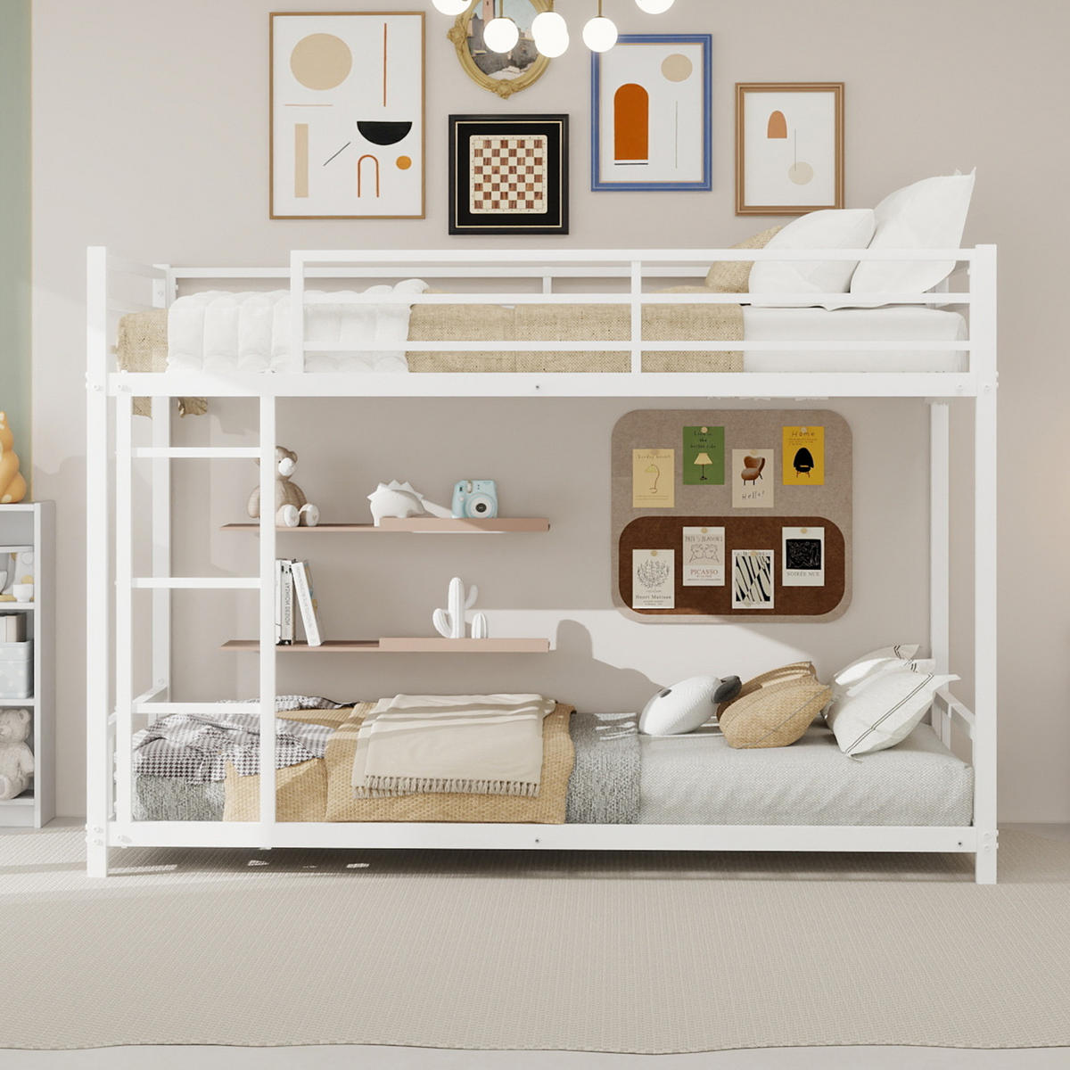 ETAGENBETT Metall-Etagenbett Schwarz - Weiß, Metall (90/190cm) - ComfortXL