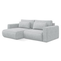 ECKSOFA mit Schlaffunktion Strukturstoff Stoff Grau - Silberfarben/Schwarz, Kunststoff/Textil (149/240cm) - Makamii