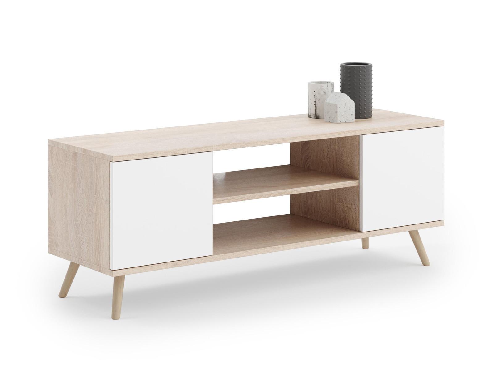 LOWBOARD Focus - Weiß/Sonoma Eiche, Holzwerkstoff (40/50/155cm) - RAUMHIRSCH FURNITURE