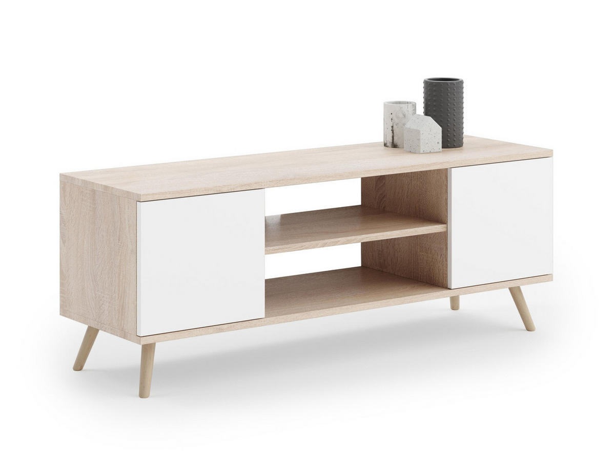 LOWBOARD Focus - Weiß/Sonoma Eiche, Holzwerkstoff (40/50/155cm) - RAUMHIRSCH FURNITURE