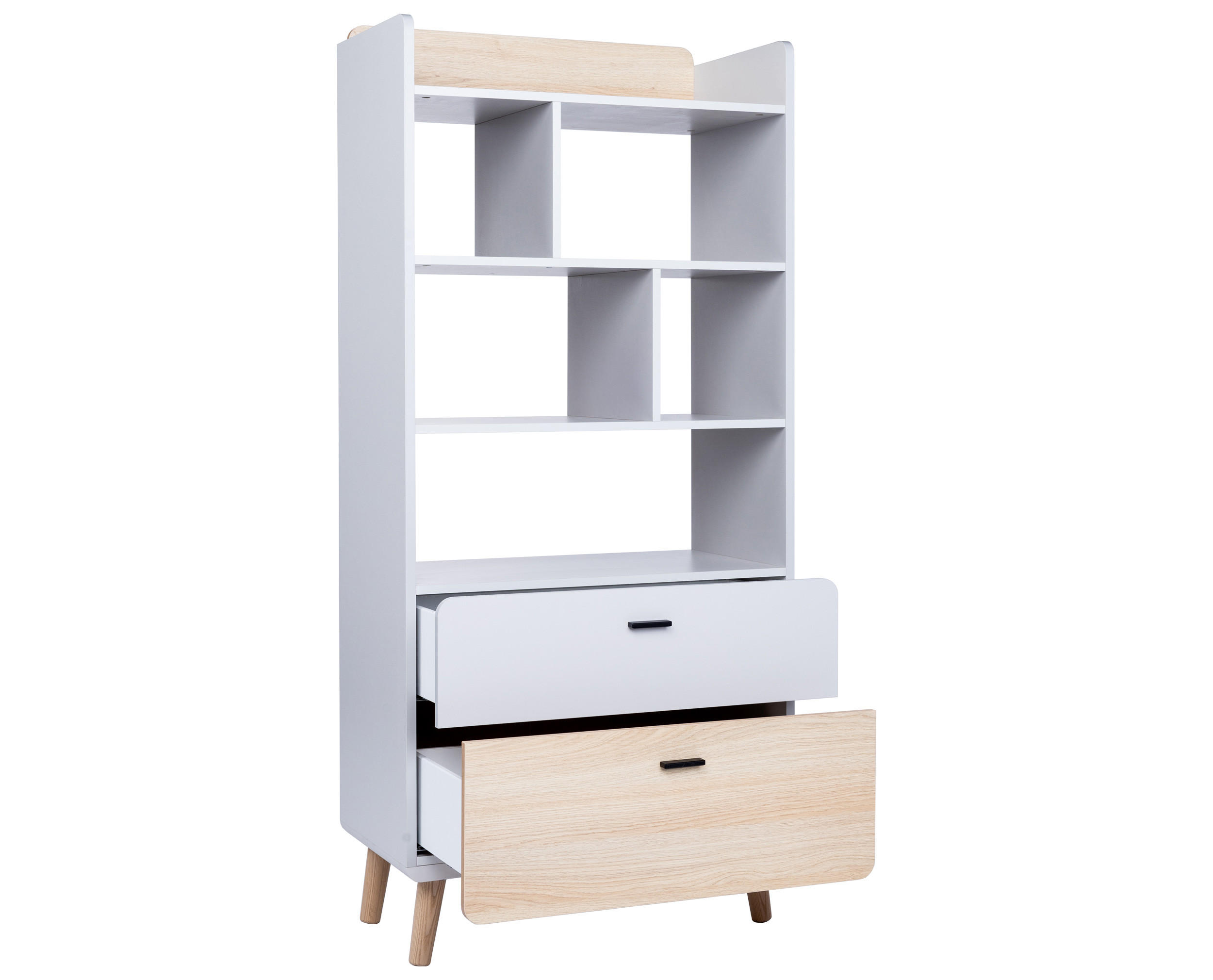STANDREGAL Lovis - Eichefarben/Hellgrau, Holz/Holzwerkstoff (75/164/42cm) - arthur berndt