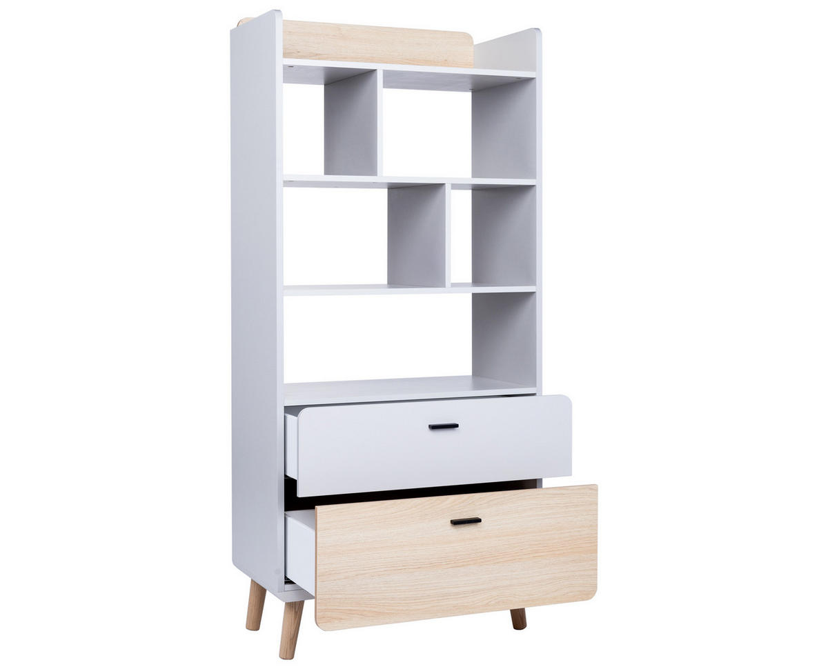 STANDREGAL Lovis - Eichefarben/Hellgrau, Holz/Holzwerkstoff (75/164/42cm) - arthur berndt