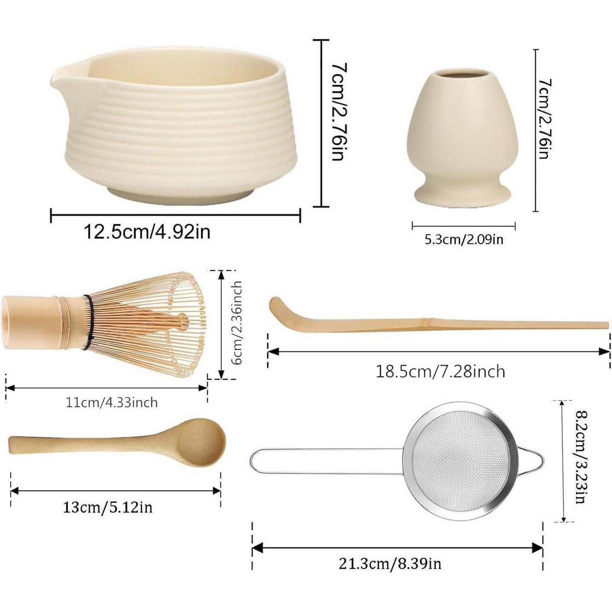 TEEZUBEHÖR 6-teiliges Set Beige Weiß - Multicolor, Keramik (125/70/213cm)