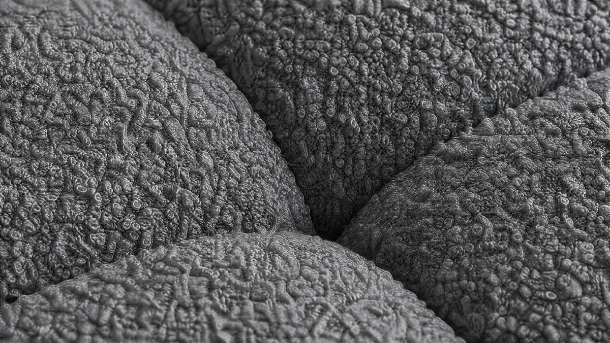 WOHNLANDSCHAFT OVIA U mit Bettkasten und Schlaffunktion, Bouclé-Stoff in U-Form - Dunkelgrau, Textil (350/80/185cm)