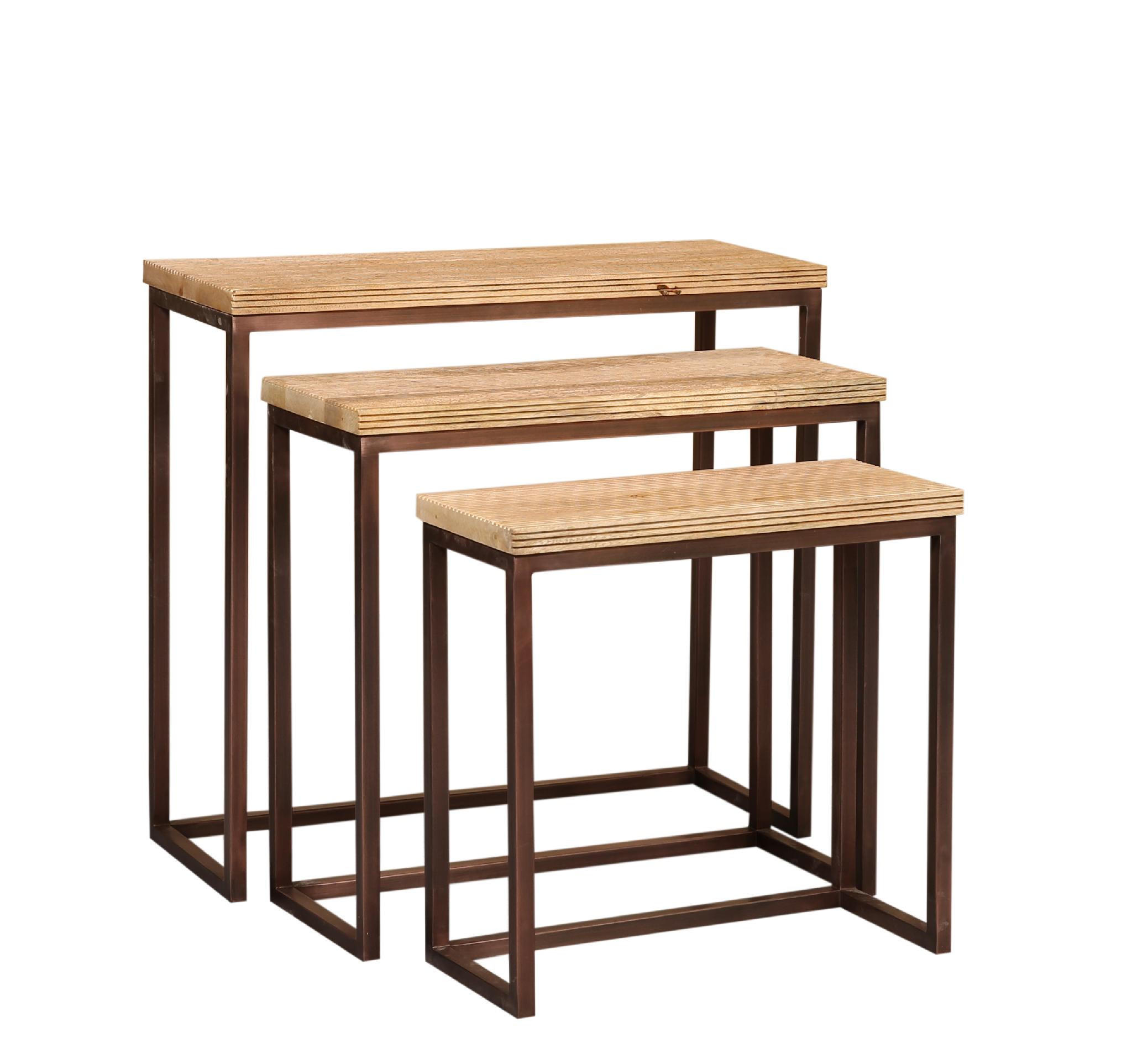 BEISTELLTISCH Zoah Braun 70/29/65cm 3er-Set - Braun, Metall (70/29/65cm) - PTMD Collection