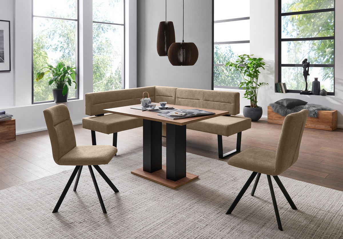 ECKBANKGRUPPE Modern Doralyn 2 für 7 Personen Microfaser Schwarz/Braun - Schwarz/Braun, Kunststoff (155/85/195cm) - 58aufmkessel