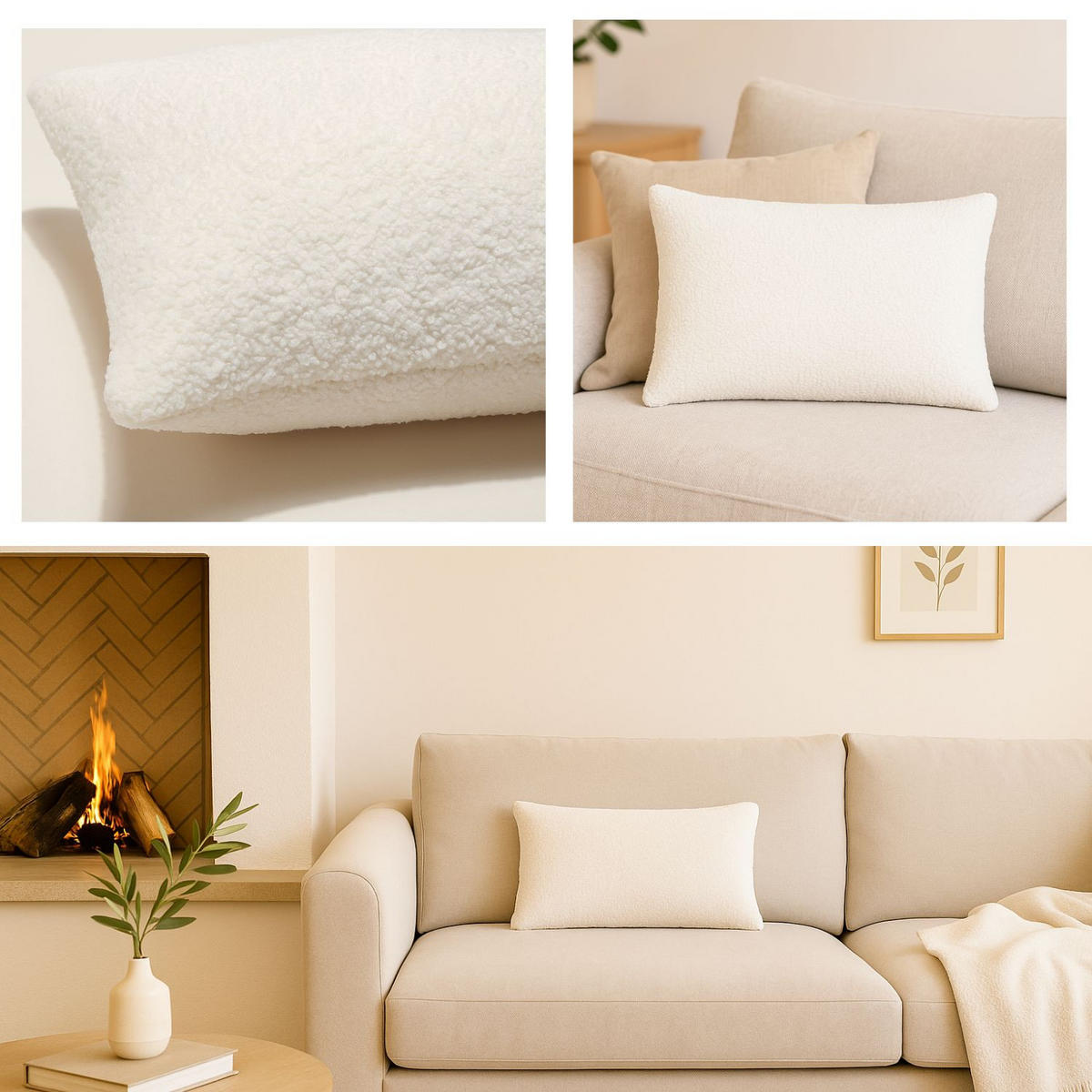 BOUCLÉ Kissen, Fellkissen, Plüschkissen Natur 30x50cm - Naturfarben, Textil (30/50cm) - nordic coast company