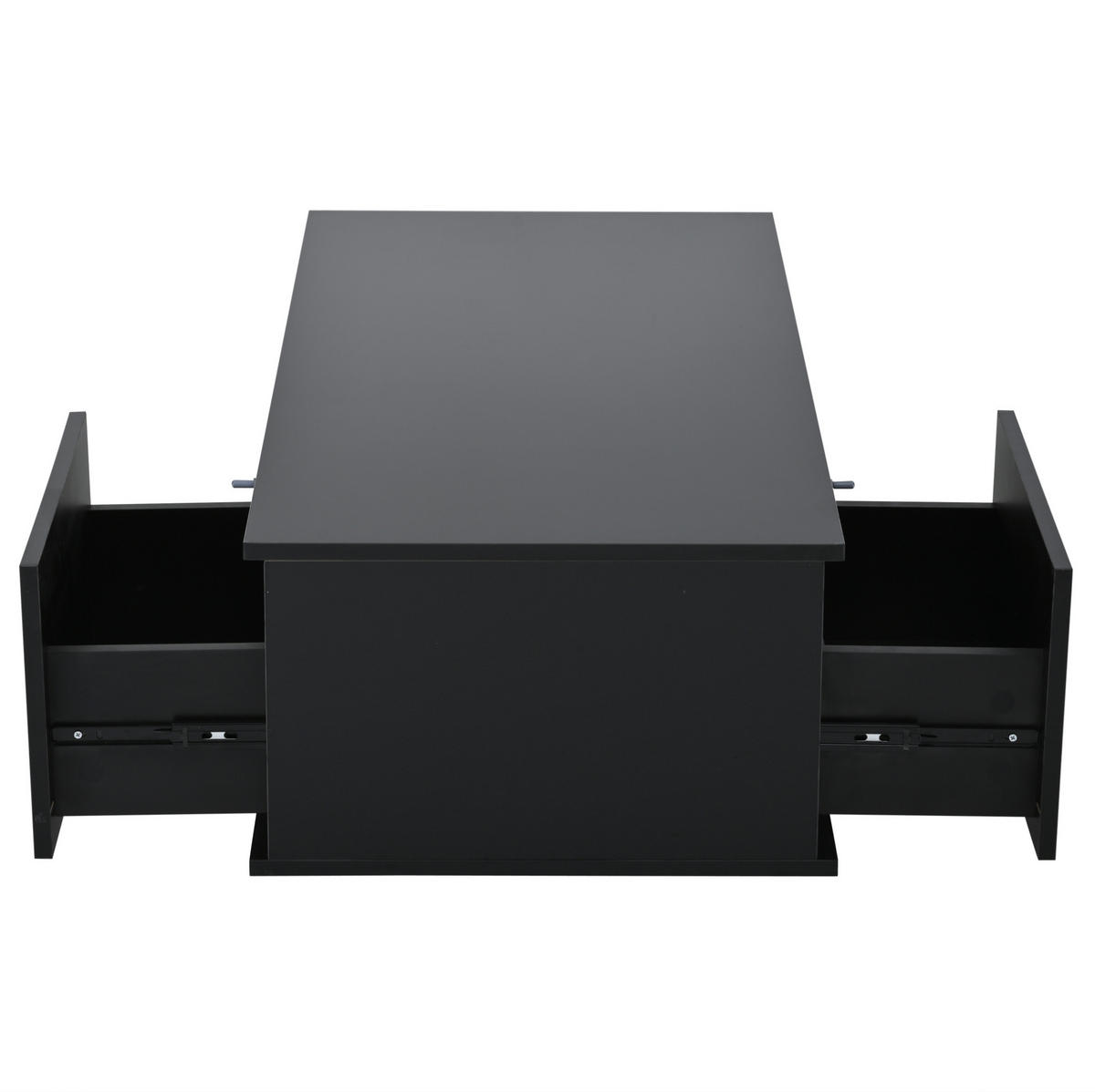 COUCHTISCH 100/50/30 cm Schwarz aus MDF und Glas mit LED und 2 Schubladen - Schwarz, Holzwerkstoff (100/50/30cm) - OKMYHOME