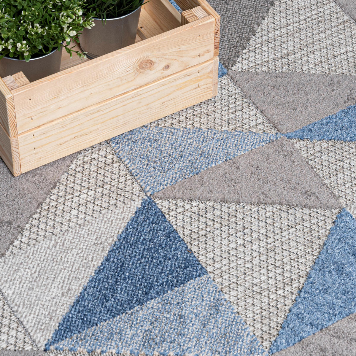 TEPPICH Outdoor Blue Grey Geometrisch Kurzflor Rechteckig- 160x230 cm - Blaugrau, Textil (160/230cm) - Mazovia