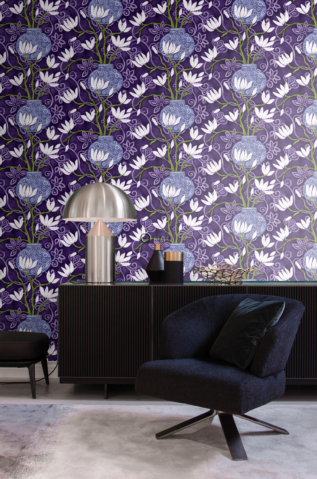 TAPETE Magnolie 53 cm x 10.05 m - Lila, Papier (53/1000cm) - Origin Wallcoverings