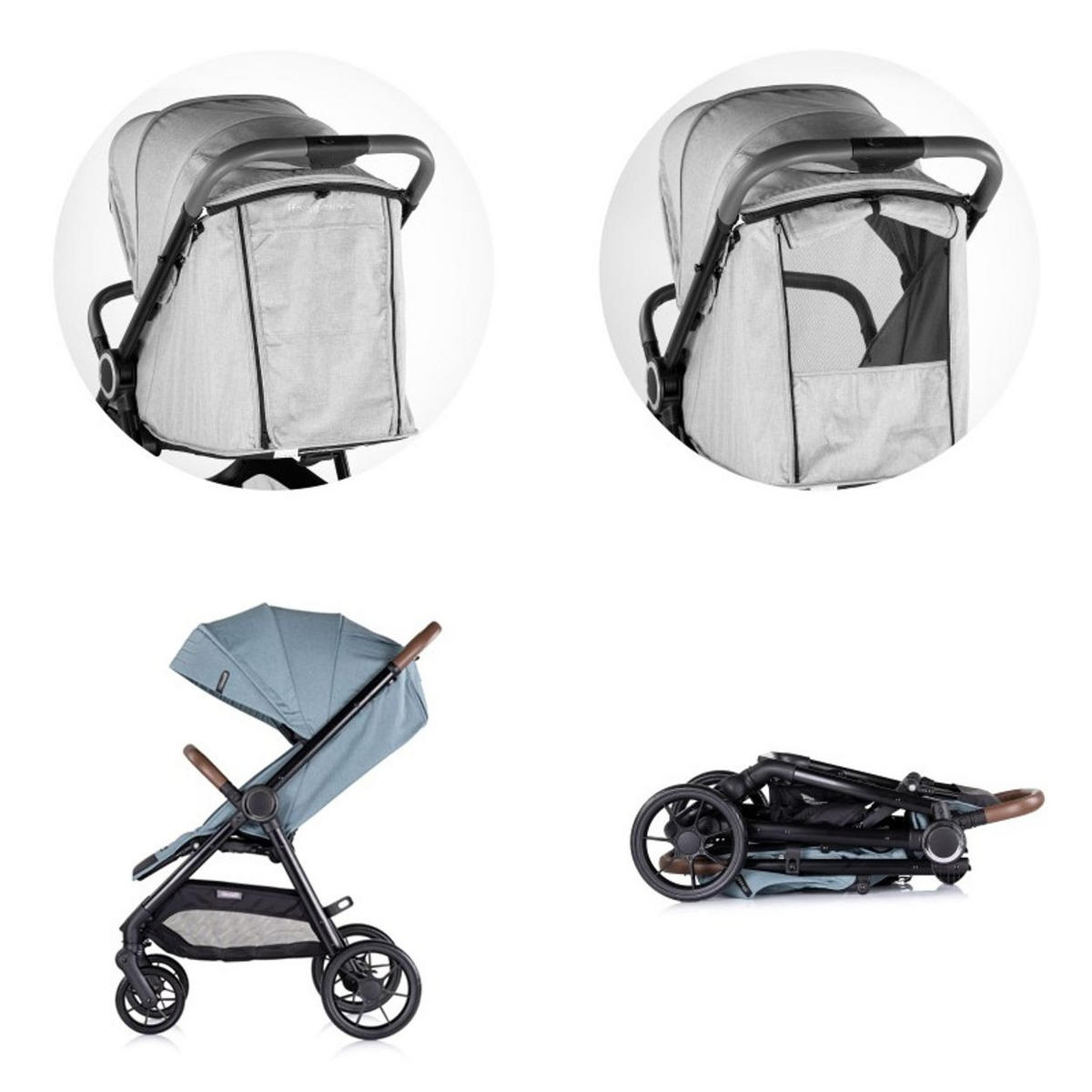 KINDERWAGEN Ultera blau klappbar Korb Federung Hinterradbremse Gurt - Blau, Metall (75/56/102cm) - Chipolino