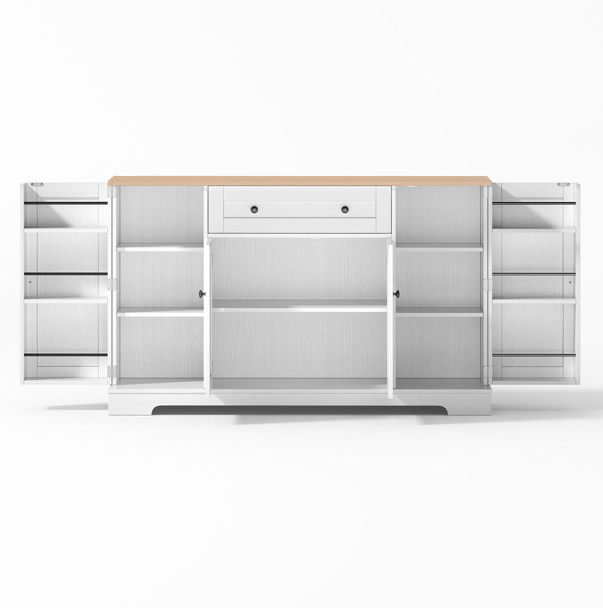 KOMODA, 138 cm, MDF natur/bijela, s ladicom i podesivim policama - prirodne boje, drvni materijal (138/85/40cm) - BEAOK