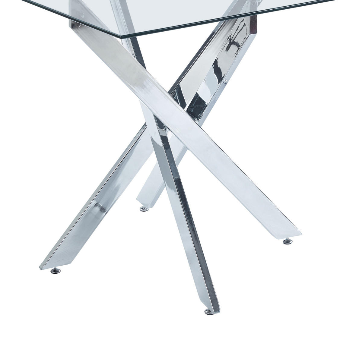 ESSTISCH aus Glas und Metall 80x80x75 cm Silber pflegeleicht und platzsparend - Silberfarben, Metall (80/80/75cm) - Modfu