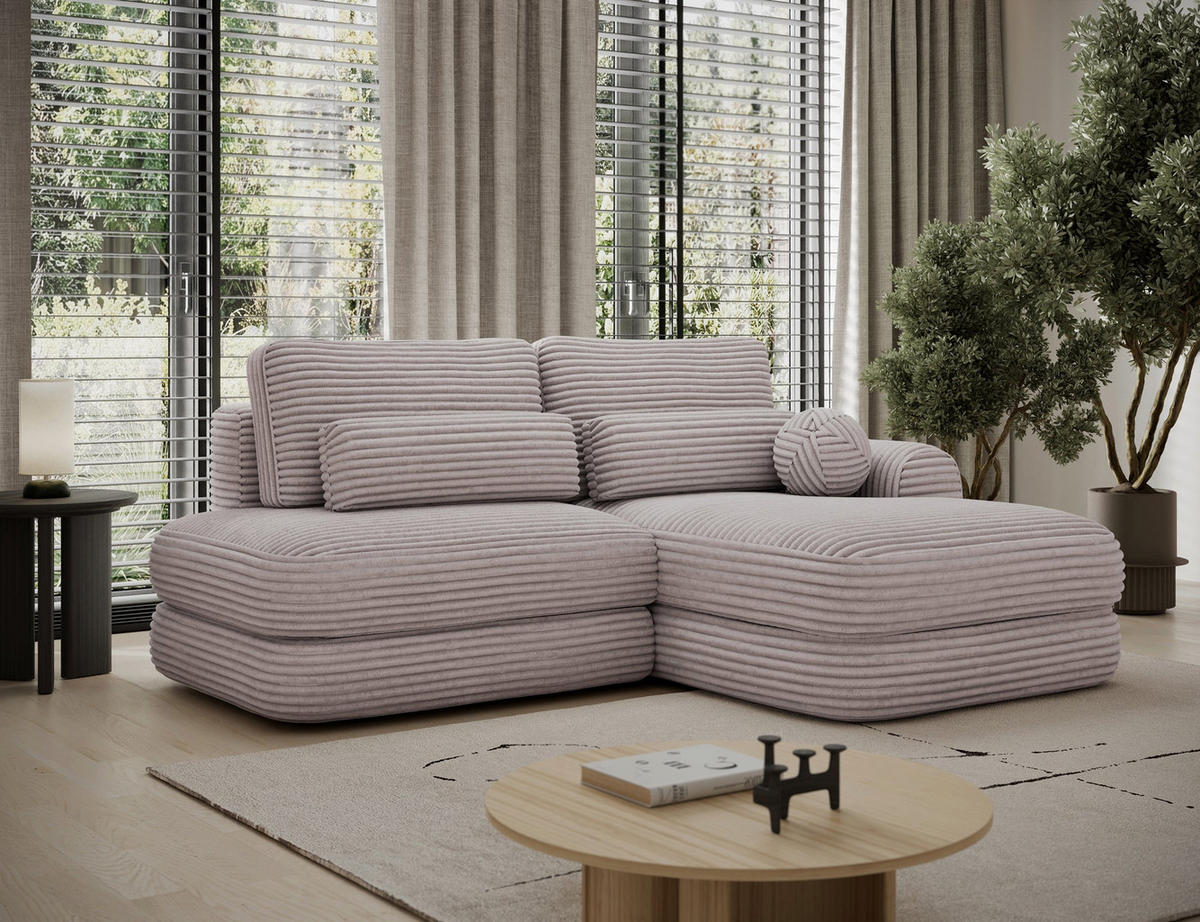 ECKSOFA RIPELI L-Form mit Schlaffunktion & Bettkasten – Modernes 3-Sitzer Sofa, Wellenfederung, 217 × 175 cm - Hellgrau/Schwarz, Kunststoff (175/217cm) - Wohnideebilder