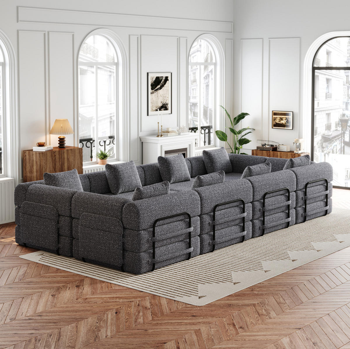 SCHLAFSESSEL 2-in-1 mit Bettfunktion, Armlehnen-Staufach und flexibler Modulnutzung, Grau - Grau, Textil (274/69.8/183.8cm) - Redom