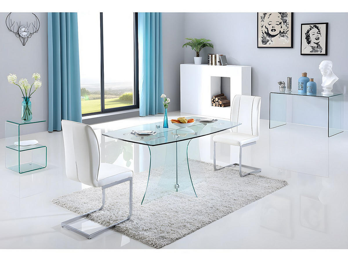 SCHREIBTISCH - gebogenes Glas - ELSTRON - Transparent, Glas (70/120/75cm) - Vente-Unique