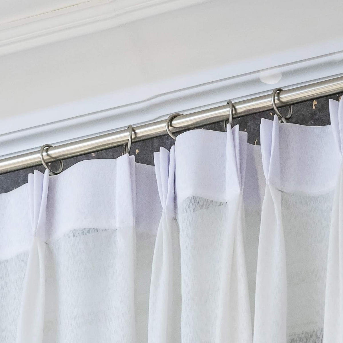 DUSCHVORHANGRINGE Silber Set mit Haken für Dusche - Grau, Metall (25/20cm) - MCBOSON