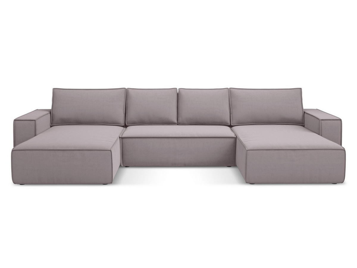 WOHNLANDSCHAFT Samt Stoff Violett - Lila/Flieder, Kunststoff/Textil (398/82/185cm) - Makamii