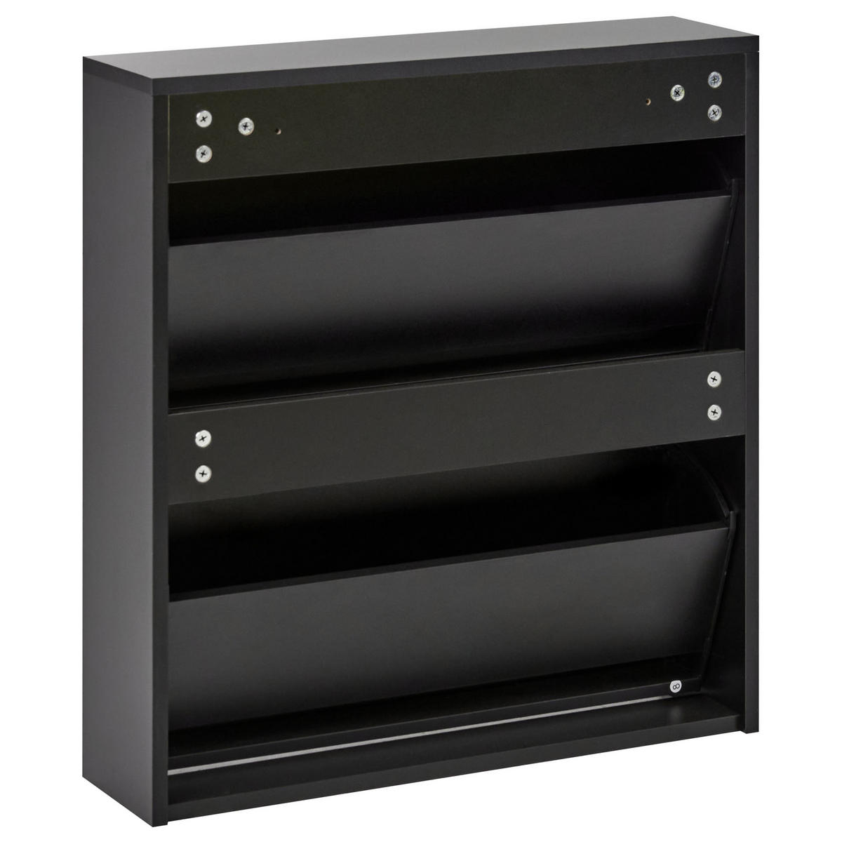 DULAP DE PANTOFI cu spațiu de depozitare negru Midfield - argintiu/negru, compozit lemnos (63/67/17cm) - Beliani