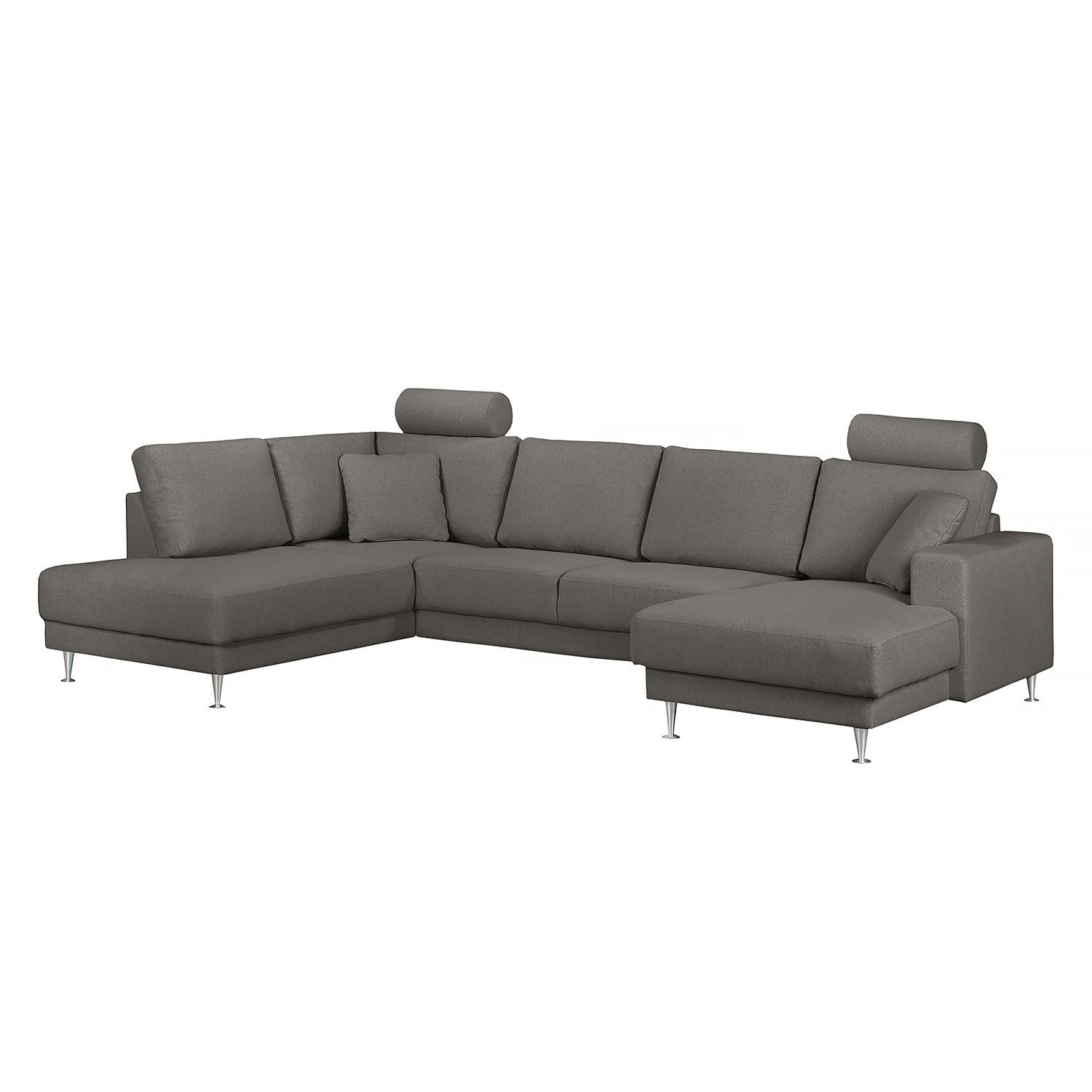 WOHNLANDSCHAFT mit Longchair und Ottomane - Dunkelgrau, Textil (305/85/200cm) - home24