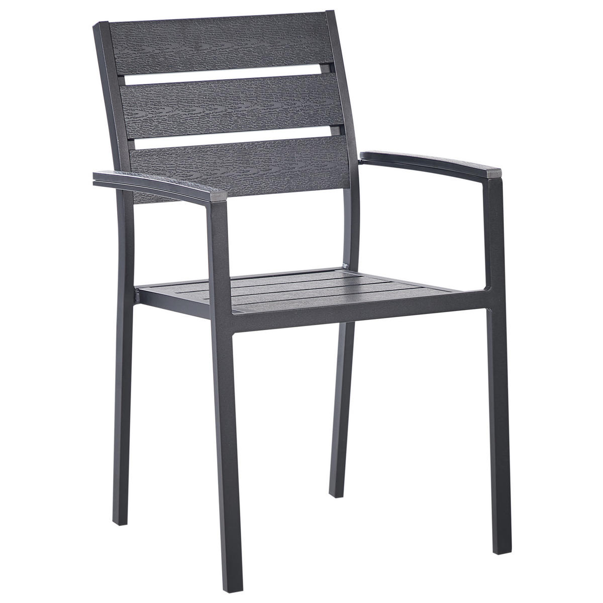 GARTENMÖBEL SET 6-Sitzer Aluminium schwarz Vernio - Schwarz, Kunststoff - Beliani