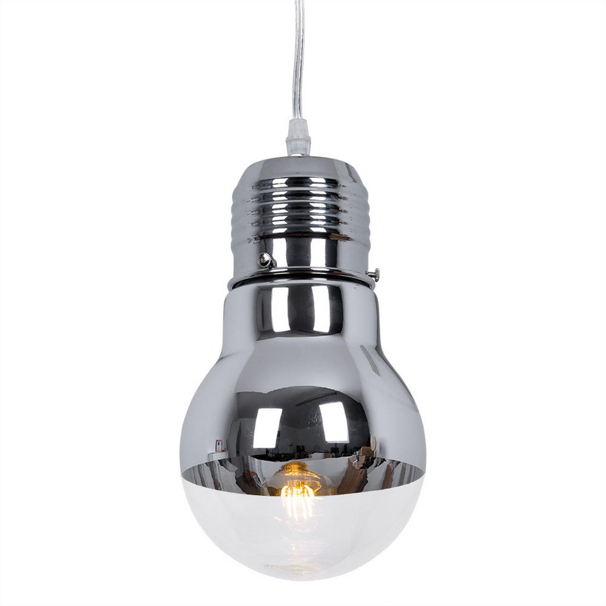 HÄNGELEUCHTE Glas Chrom Silber - Silberfarben, Glas (15/15/120cm) - Brilliant