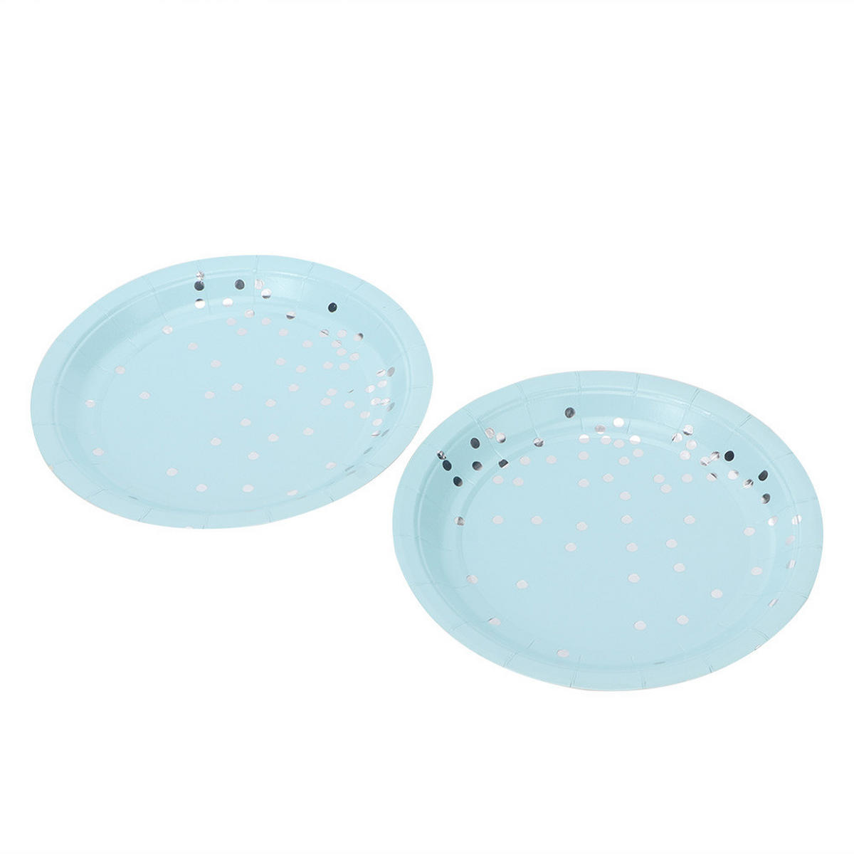 EINWEG-PAPPTELLER, 8 Stück, 18 cm, Blau, Goldpunkte, Party, Geburtstag, Deko - Blau, Karton