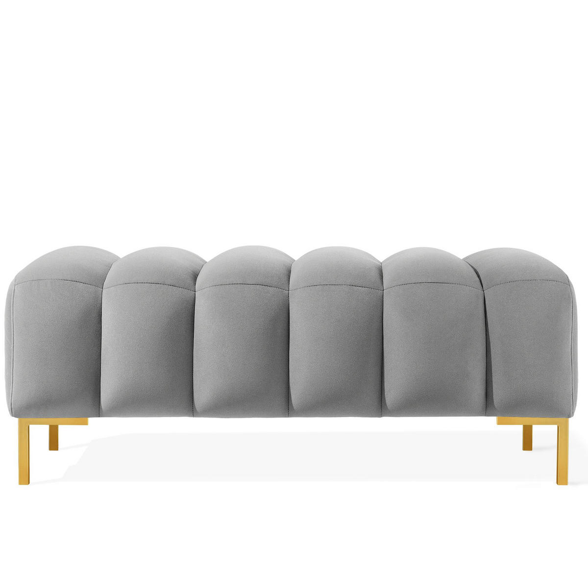 SITZHOCKER Polsterhocker PECCO, Veloursstoff - Goldfarben/Hellgrau, Holz/Textil (120/50/50cm) - KONSIMO®