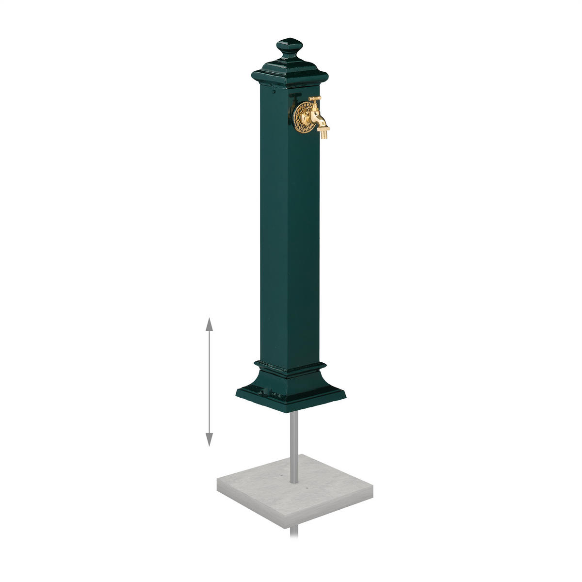 STANDBRUNNEN - Dunkelgrün, Metall (23/19/86cm) - Relaxdays