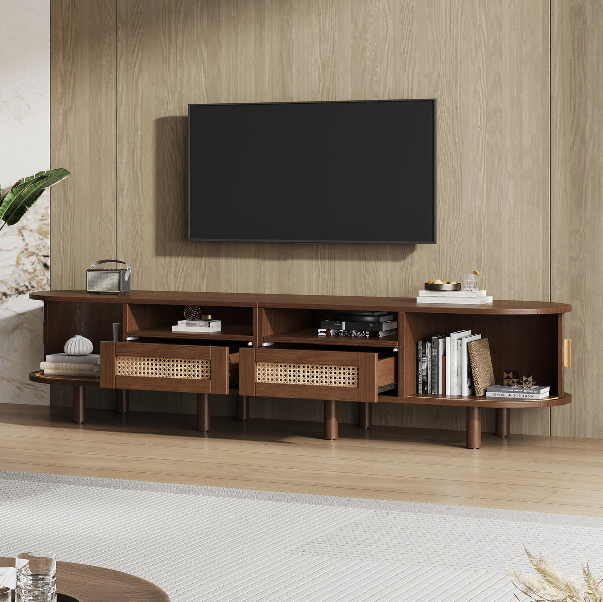 LOWBOARD 170/40/40 cm Dunkle Eiche aus MDF, Metall und Holz mit 2 Schubladen und 2 Schiebetüren - Braun, Holzwerkstoff (40/40/170cm) - OKMYHOME