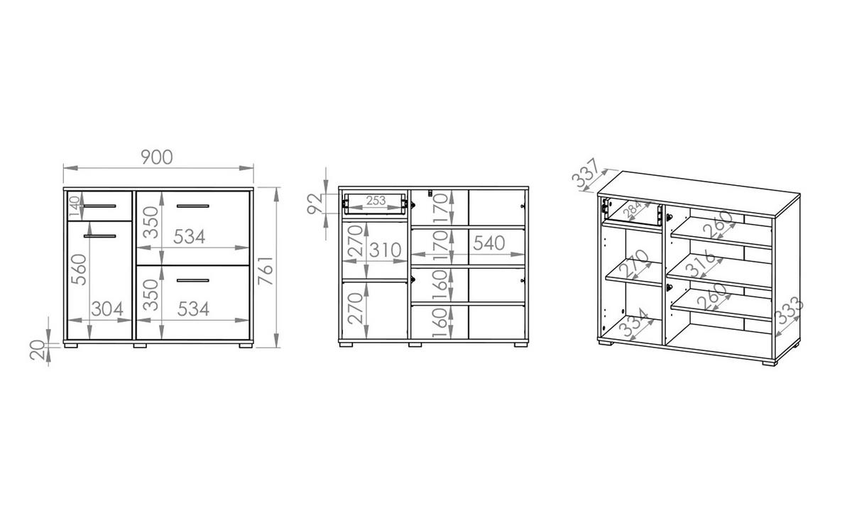SCHUHSCHRANK Caro Sonoma Eiche hell 90 / 34 / 76cm - Braun/Sonoma Eiche, Holz/Holzwerkstoff (90/76/34cm) - Feldmann-Wohnen