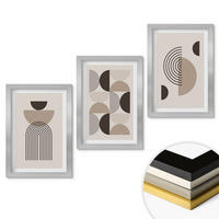 WANDBILDER 3er Set - 20x30 cm Silberner Rahmen - Abstrakte Minimalismusmuster - Silberfarben, Kunststoff (20/30cm) - ArtPrintCave