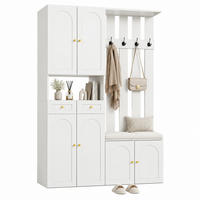 GARDEROBENSET mit Schuhschrank und Bank 110 x 37 x 180 cm Weiß - Weiß, Holz (37/180/110cm) - Beauniv