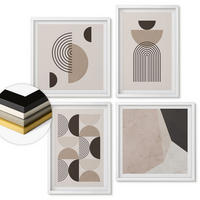 WANDBILDER 4er-Set - 50x50 cm & 40x60 cm Weißer Rahmen - Abstrakte geometrische Muster - Weiß, Kunststoff (50/50cm) - ArtPrintCave