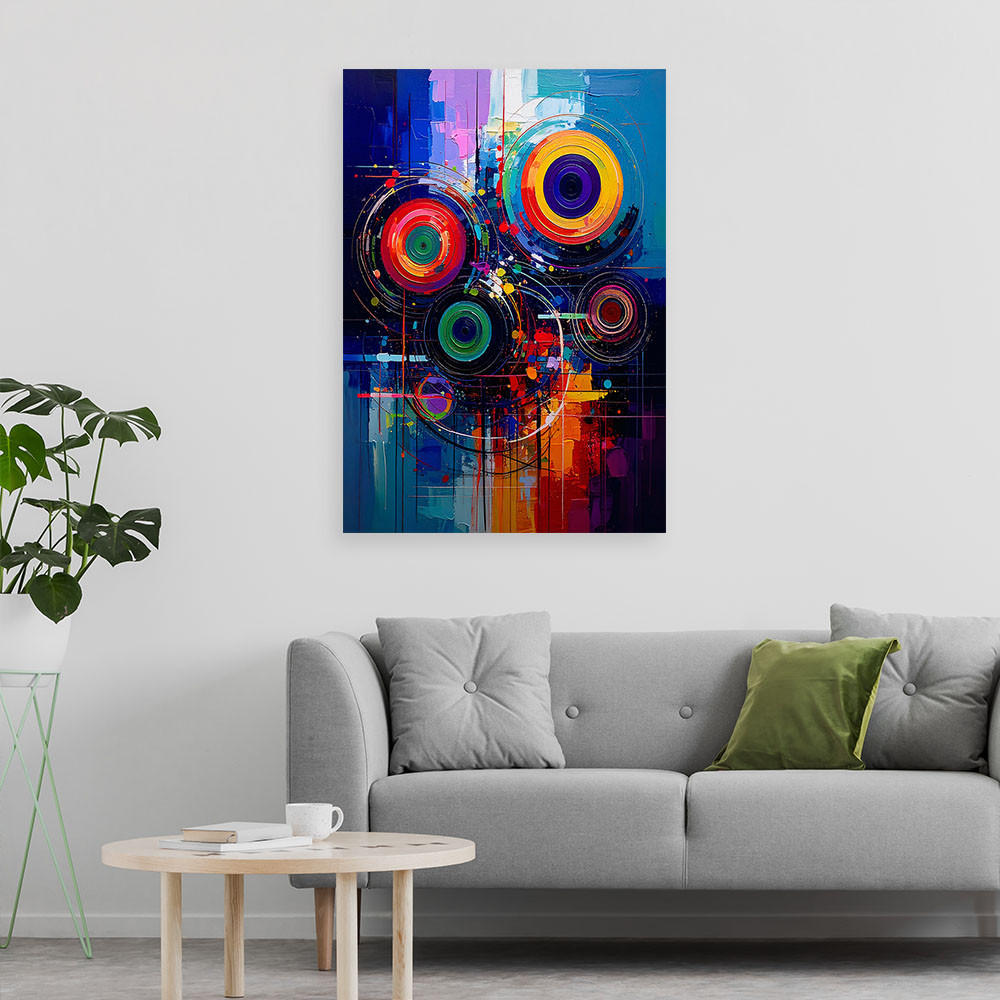 LEINWANDBILD Bunte Räder Abstrakt 80x120cm - Multicolor, Textil (80/120cm) - Feeby