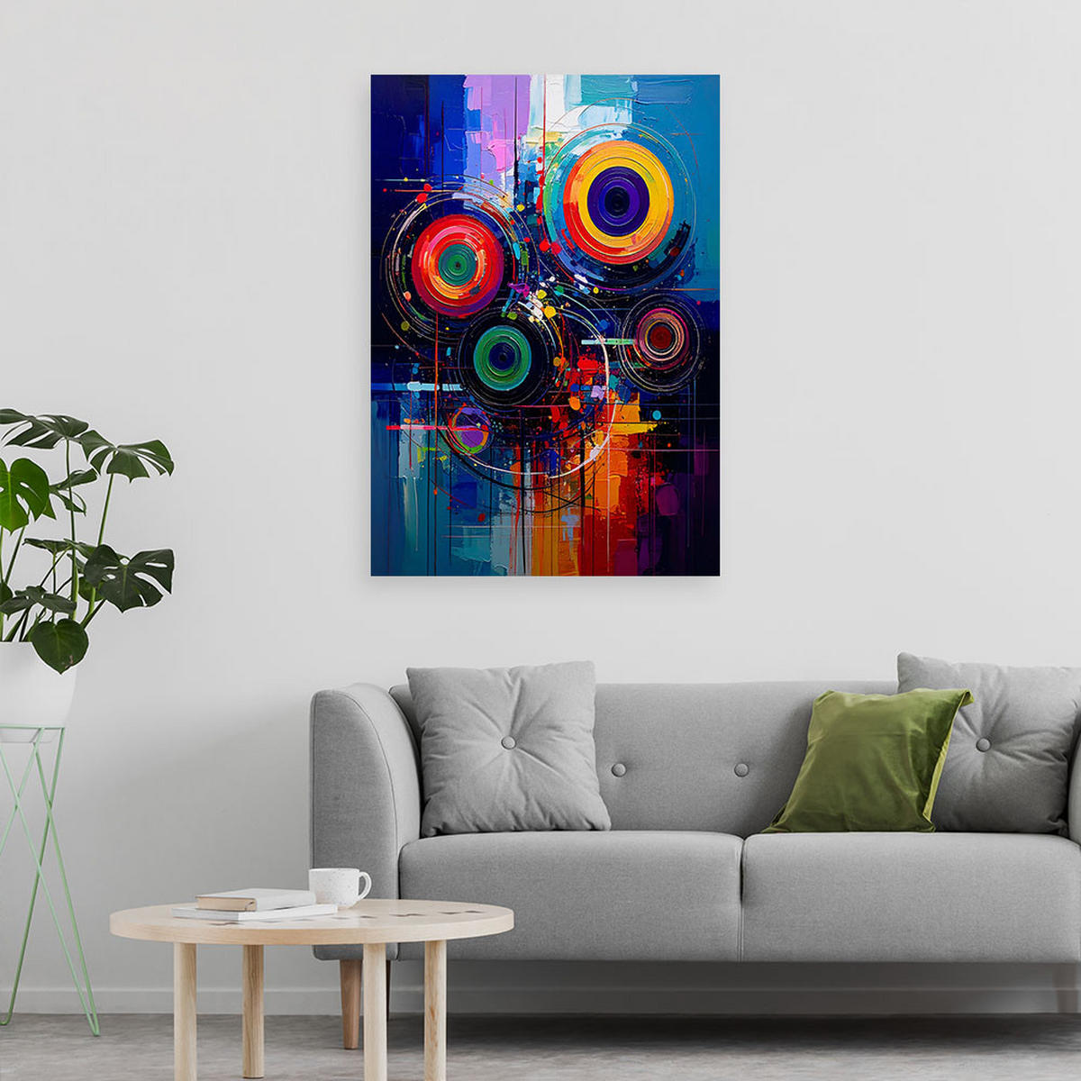 LEINWANDBILD Bunte Räder Abstrakt 80x120cm - Multicolor, Textil (80/120cm) - Feeby