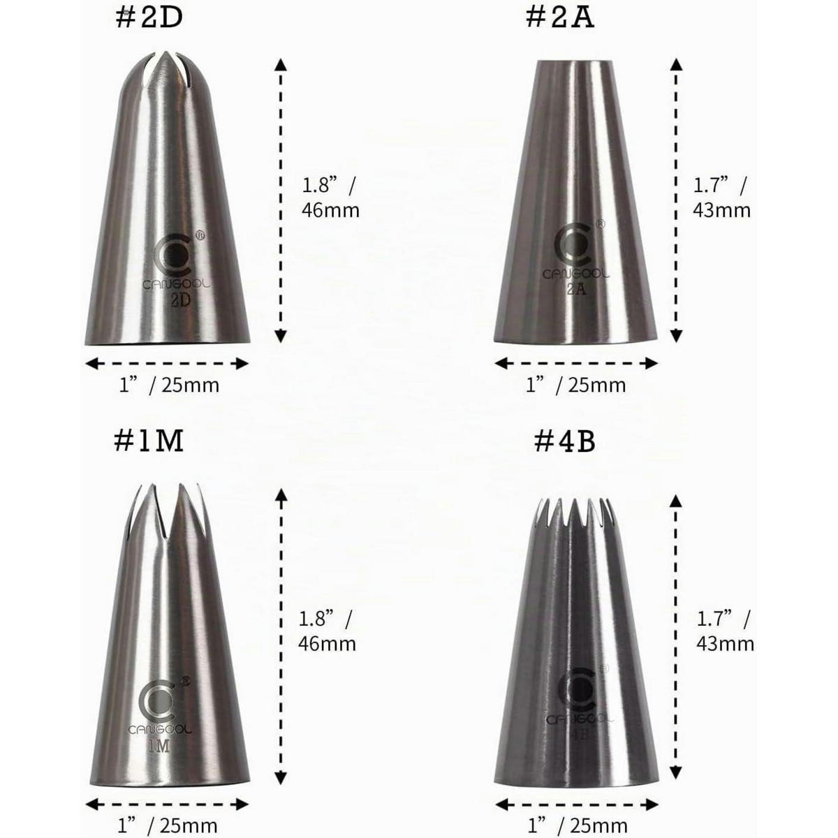 SPRITZTÜLLEN Set 4-teilig Edelstahl 304 - Silberfarben, Metall (2.5/4.6/4.6cm)