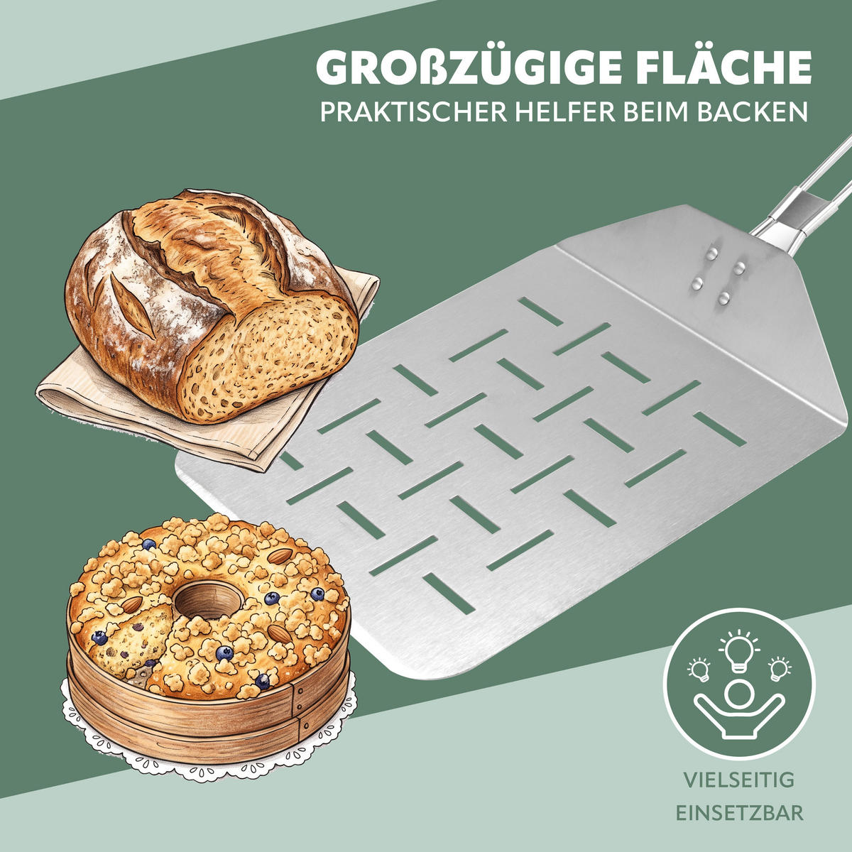 PIZZAHEBER, silber, Edelstahl - Edelstahlfarben, Metall (24/24/55cm) - bremermann