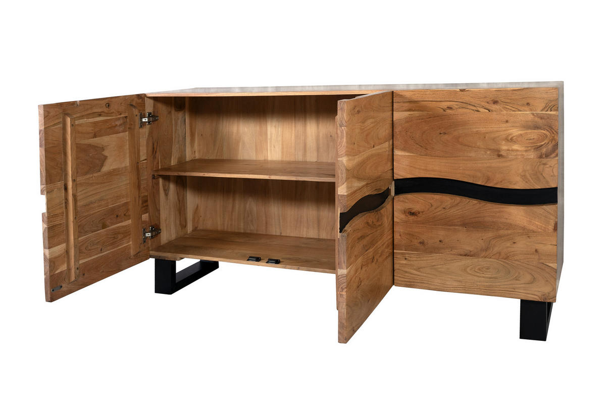 SIDEBOARD KYOTO - Beige/Schwarz, Holz/Metall (160/85/45cm) - SAM