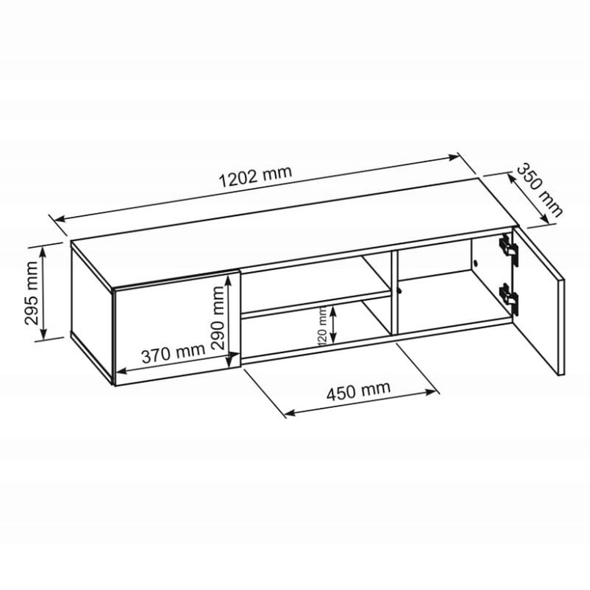 TV Schrank Schwarz mit HochglanzFronte 120 x 30 x 35cm Wohnzimmer Möbel - Schwarz Hochglanz, Holzwerkstoff (120/30/35cm) - MebLocker