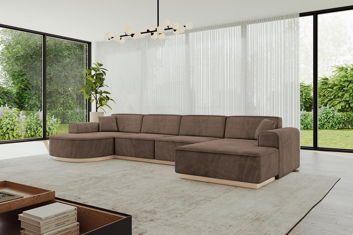 WOHNLANDSCHAFT ARRIO-U2 303x171x83 cm Braun - Braun, Holzwerkstoff/Textil (388/83/171cm) - ALTDECOR